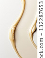 Creamy beige liquid abstract pattern on white background 132287653