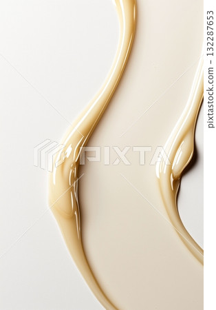 Creamy beige liquid abstract pattern on white background 132287653