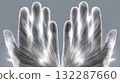 Abstract light beams emanating from hands on gray background 132287660