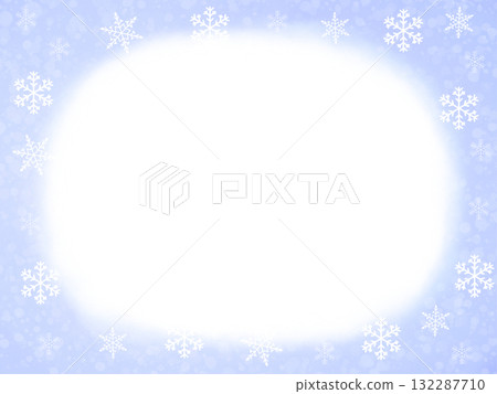 雪花和柔和的水彩淺藍色柔和的背景材質和框架 132287710