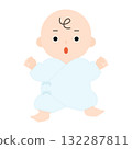穿著內褲的嬰兒露出驚訝的表情 132287811