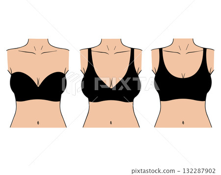 Illustration of bra types (front view) 132287902