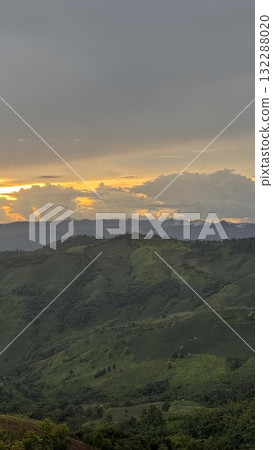 Beautiful Green Mountain Valley Sunset in Northern Thailand 132288020