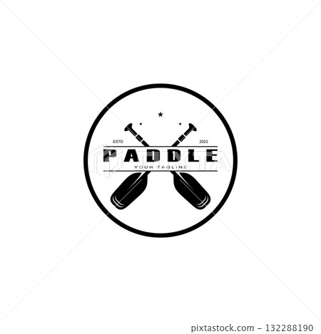 simple paddle logo,design for surfing,rafting,canoe,boat,surfing and rowing equipment business,vector 132288190