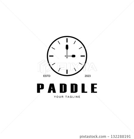 simple paddle logo,design for surfing,rafting,canoe,boat,surfing and rowing equipment business,vector 132288191