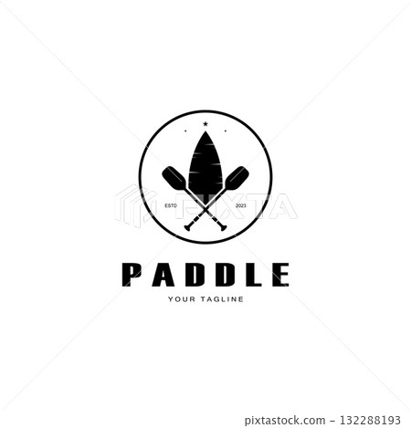 simple paddle logo,design for surfing,rafting,canoe,boat,surfing and rowing equipment business,vector 132288193
