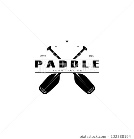 simple paddle logo,design for surfing,rafting,canoe,boat,surfing and rowing equipment business,vector 132288194