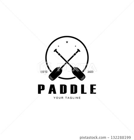 simple paddle logo,design for surfing,rafting,canoe,boat,surfing and rowing equipment business,vector 132288199
