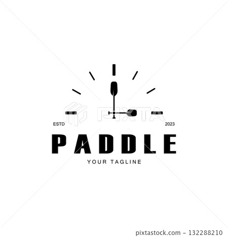 simple paddle logo,design for surfing,rafting,canoe,boat,surfing and rowing equipment business,vector 132288210