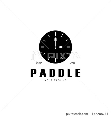 simple paddle logo,design for surfing,rafting,canoe,boat,surfing and rowing equipment business,vector 132288211