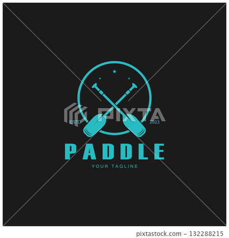 simple paddle logo,design for surfing,rafting,canoe,boat,surfing and rowing equipment business,vector 132288215