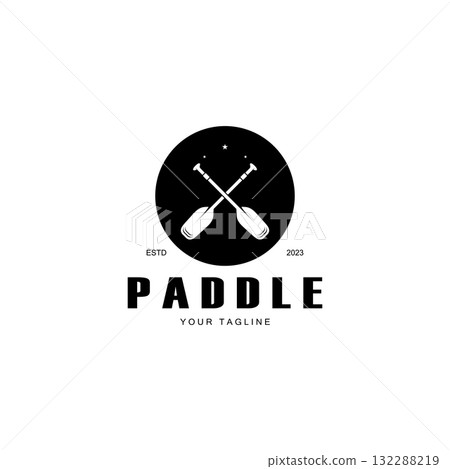simple paddle logo,design for surfing,rafting,canoe,boat,surfing and rowing equipment business,vector 132288219