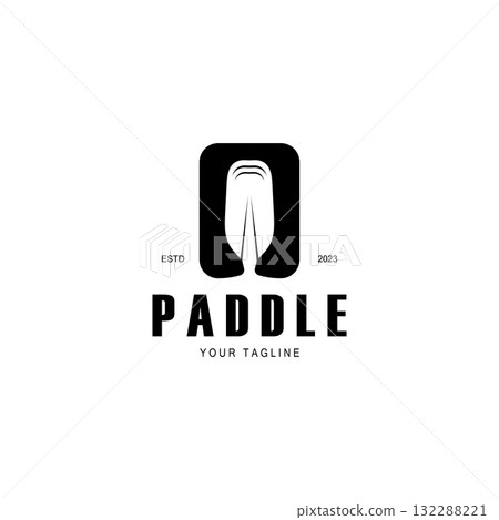 simple paddle logo,design for surfing,rafting,canoe,boat,surfing and rowing equipment business,vector 132288221