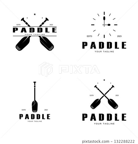 simple paddle logo,design for surfing,rafting,canoe,boat,surfing and rowing equipment business,vector 132288222