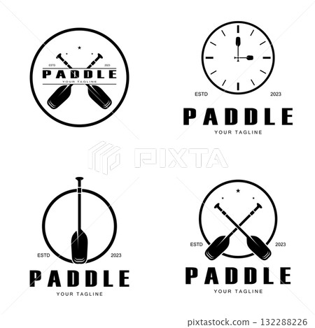 simple paddle logo,design for surfing,rafting,canoe,boat,surfing and rowing equipment business,vector 132288226