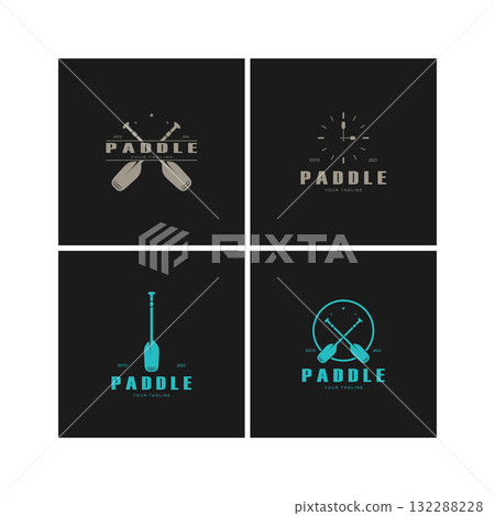simple paddle logo,design for surfing,rafting,canoe,boat,surfing and rowing equipment business,vector 132288228