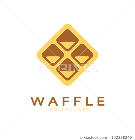 waffle logo simple illustration design,for pastry shop,emblem,badge,bakery business,pastry,bakery,vector 132288240