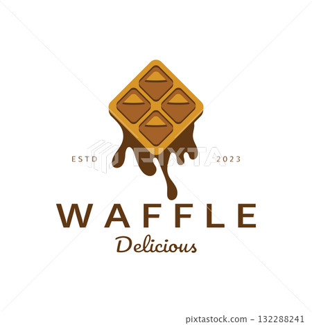 waffle logo simple illustration design,for pastry shop,emblem,badge,bakery business,pastry,bakery,vector 132288241