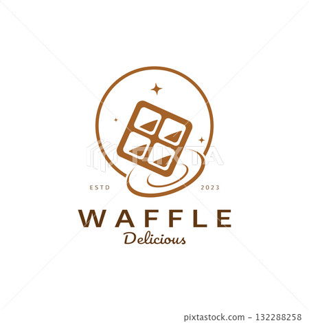 waffle logo simple illustration design,for pastry shop,emblem,badge,bakery business,pastry,bakery,vector 132288258