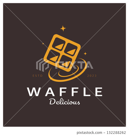 waffle logo simple illustration design,for pastry shop,emblem,badge,bakery business,pastry,bakery,vector 132288262