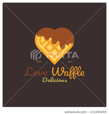 waffle logo simple illustration design,for pastry shop,emblem,badge,bakery business,pastry,bakery,vector 132288269