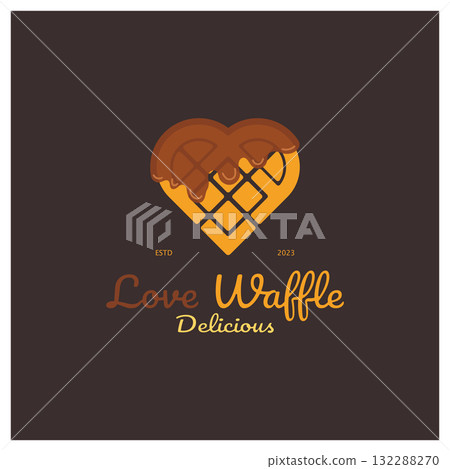 waffle logo simple illustration design,for pastry shop,emblem,badge,bakery business,pastry,bakery,vector 132288270