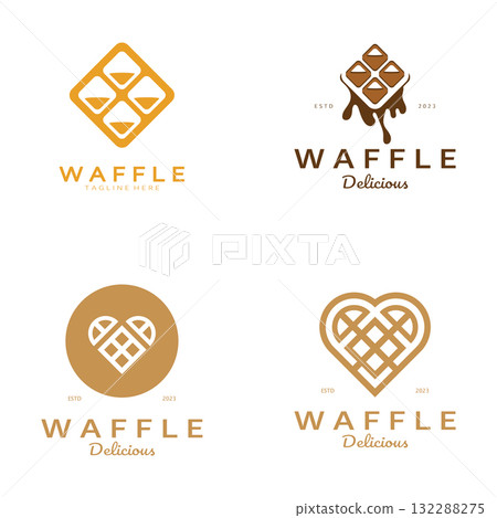waffle logo simple illustration design,for pastry shop,emblem,badge,bakery business,pastry,bakery,vector 132288275