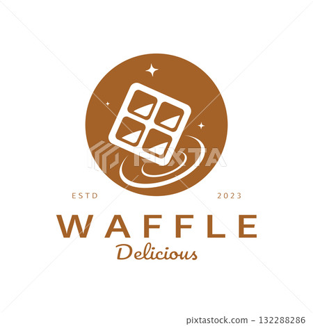 waffle logo simple illustration design,for pastry shop,emblem,badge,bakery business,pastry,bakery,vector 132288286