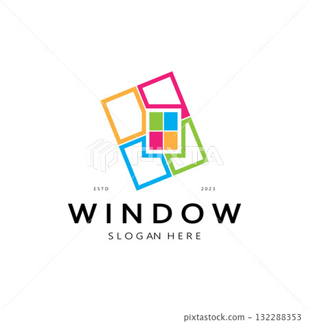 simple window logo, design for, interior, construction, architecture, property business, vector simple window logo, design for, interior, construction, architecture, property business, vector 132288353