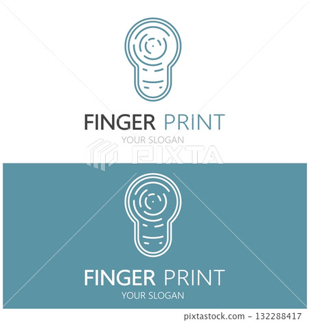 simple flat fingerprint logo,for security,identification,badge,emblem,business card,digital,vector 132288417