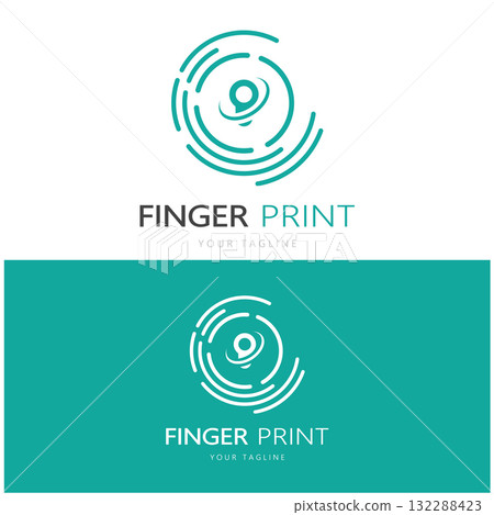 simple flat fingerprint logo,for security,identification,badge,emblem,business card,digital,vector 132288423