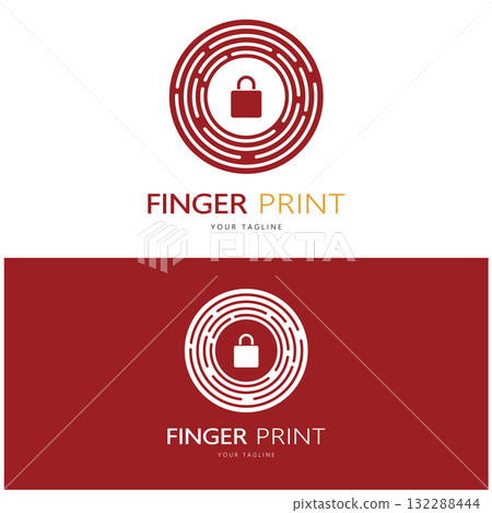 simple flat fingerprint logo,for security,identification,badge,emblem,business card,digital,vector 132288444