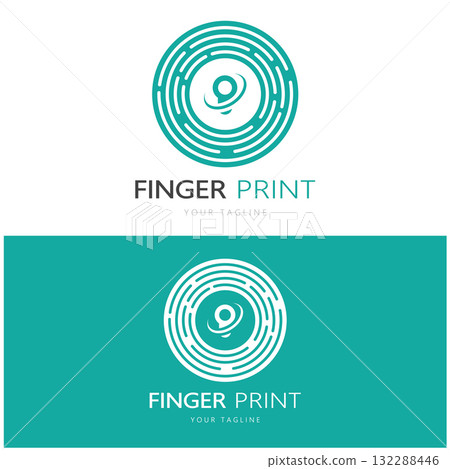 simple flat fingerprint logo,for security,identification,badge,emblem,business card,digital,vector 132288446