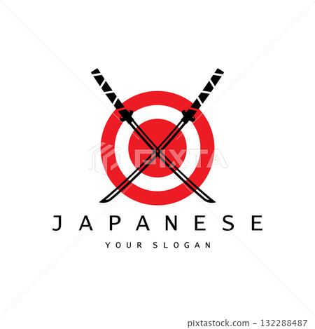 simple katana samurai sword logo design template vector, simple katana samurai sword logo design template vector, 132288487