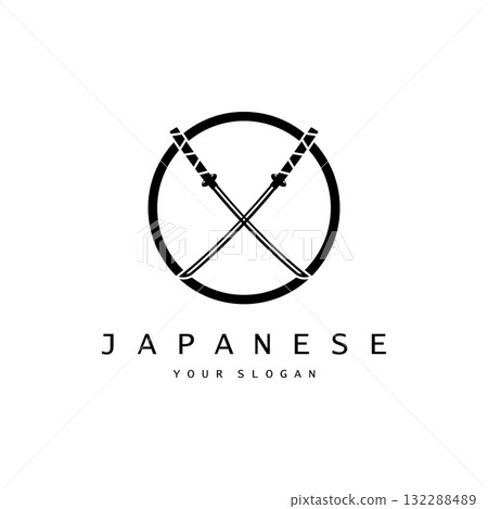 simple katana samurai sword logo design template vector, simple katana samurai sword logo design template vector, 132288489