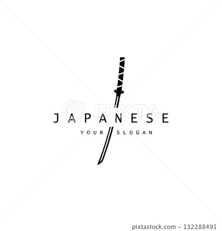 simple katana samurai sword logo design template vector, simple katana samurai sword logo design template vector, 132288491