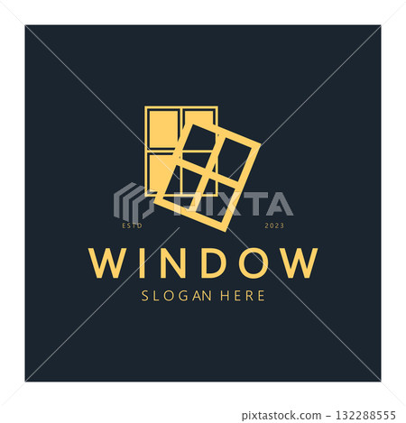 simple window logo, design for, interior, construction, architecture, property business, vector 132288555