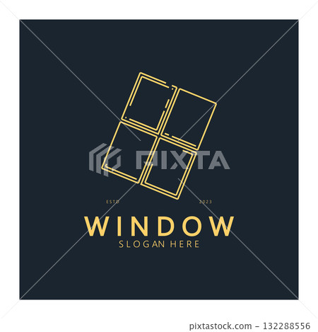 simple window logo, design for, interior, construction, architecture, property business, vector 132288556