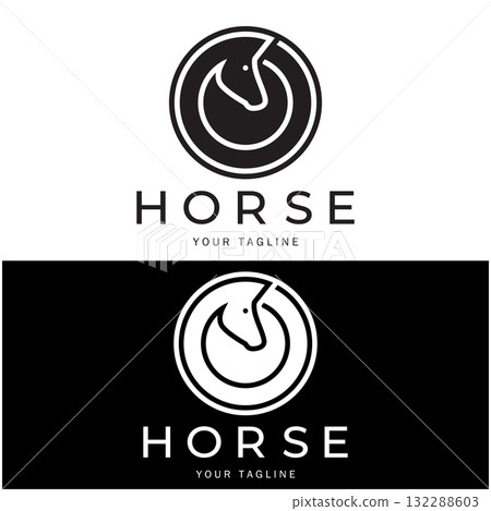 Chess strategy game logo with horse, king, pawn, minister and rook. Logo for chess tournament, chess team, chess championship, chess game application. Chess strategy game logo with horse, king, pawn, minister and rook. Logo for chess tournament, chess team, chess championship, chess game application. 132288603