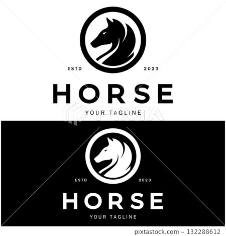 Chess strategy game logo with horse, king, pawn, minister and rook. Logo for chess tournament, chess team, chess championship, chess game application. Chess strategy game logo with horse, king, pawn, minister and rook. Logo for chess tournament, chess team, chess championship, chess game application. 132288612