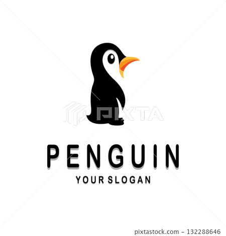simple penguin logo design template illustration. simple penguin logo design template illustration. 132288646