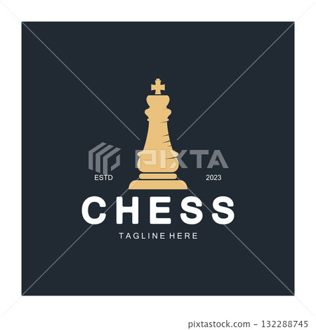 Chess strategy game logo with horse, king, pawn, minister and rook. Logo for chess tournament, chess team, chess championship, chess game application. Chess strategy game logo with horse, king, pawn, minister and rook. Logo for chess tournament, chess team, chess championship, chess game application. 132288745