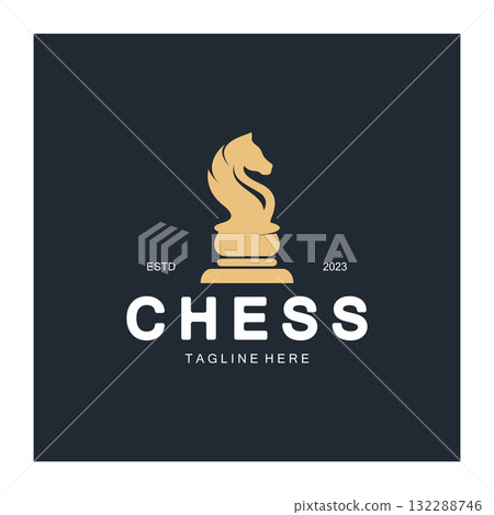 Chess strategy game logo with horse, king, pawn, minister and rook. Logo for chess tournament, chess team, chess championship, chess game application. Chess strategy game logo with horse, king, pawn, minister and rook. Logo for chess tournament, chess team, chess championship, chess game application. 132288746