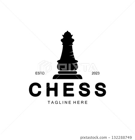 Chess strategy game logo with horse, king, pawn, minister and rook. Logo for chess tournament, chess team, chess championship, chess game application. Chess strategy game logo with horse, king, pawn, minister and rook. Logo for chess tournament, chess team, chess championship, chess game application. 132288749