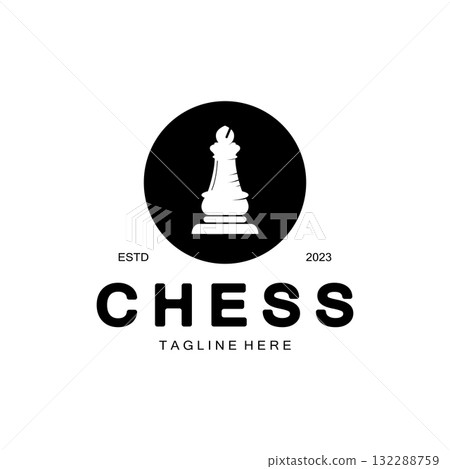 Chess strategy game logo with horse, king, pawn, minister and rook. Logo for chess tournament, chess team, chess championship, chess game application. Chess strategy game logo with horse, king, pawn, minister and rook. Logo for chess tournament, chess team, chess championship, chess game application. 132288759