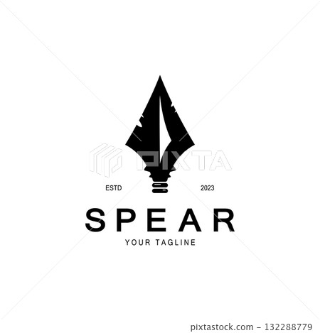 Spear logo icon vector illustration design.Head spear logo vintage illustration design vector Spear logo icon vector illustration design.Head spear logo vintage illustration design vector 132288779