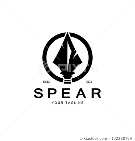 Spear logo icon vector illustration design.Head spear logo vintage illustration design vector Spear logo icon vector illustration design.Head spear logo vintage illustration design vector 132288799