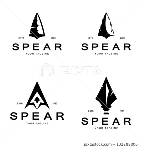 Spear logo icon vector illustration design.Head spear logo vintage illustration design vector 132288806