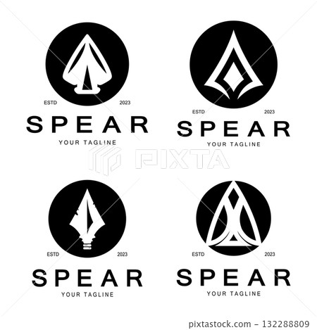 Spear logo icon vector illustration design.Head spear logo vintage illustration design vector Spear logo icon vector illustration design.Head spear logo vintage illustration design vector 132288809