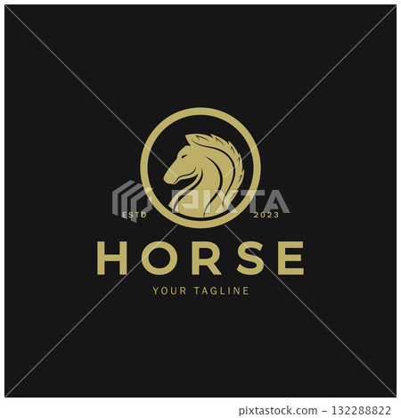 Chess strategy game logo with horse, king, pawn, minister and rook. Logo for chess tournament, chess team, chess championship, chess game application. Chess strategy game logo with horse, king, pawn, minister and rook. Logo for chess tournament, chess team, chess championship, chess game application. 132288822
